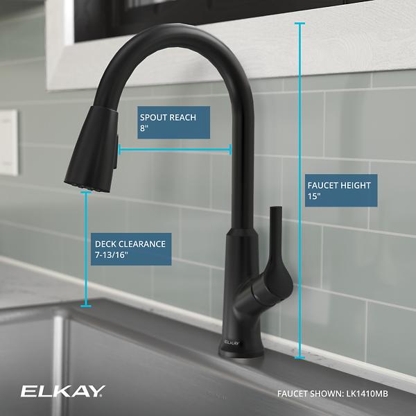 Matte Black Kitchen Faucet (Single Hole) Pull-down Spray Handle