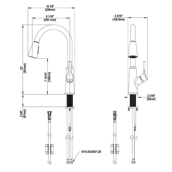 Matte Black Kitchen Faucet (Single Hole) Pull-down Spray Handle