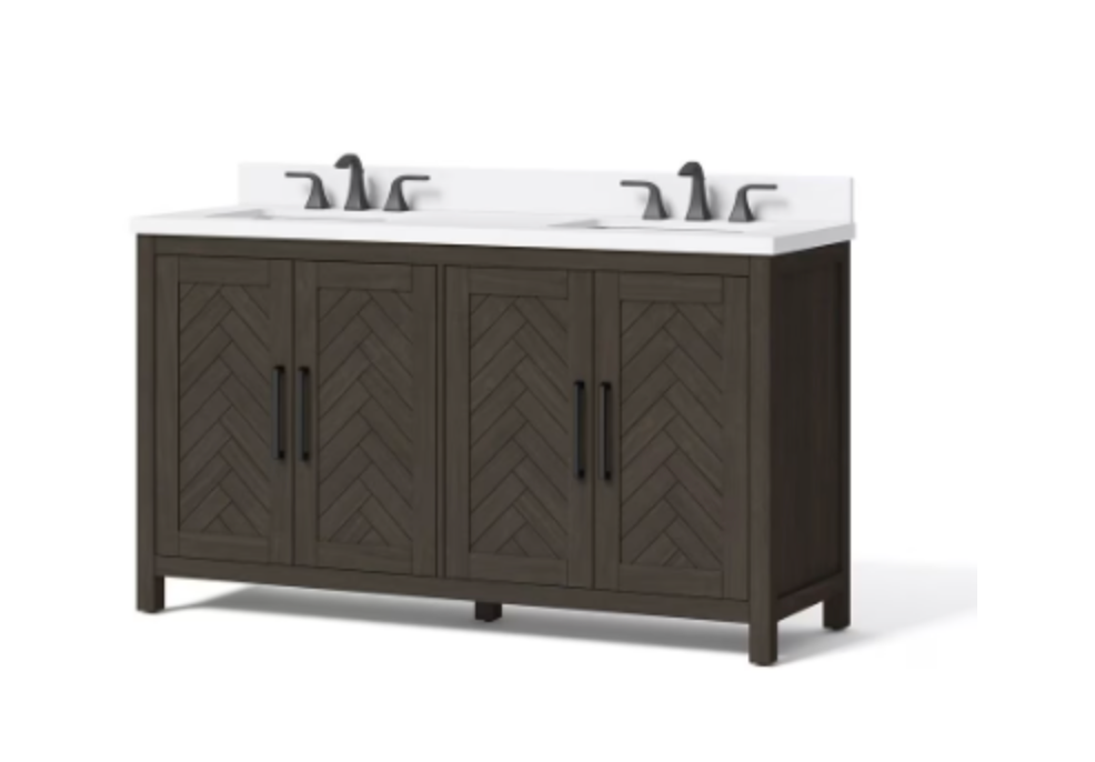 Home Collection Leary Double Sink Vanity Brown 60"