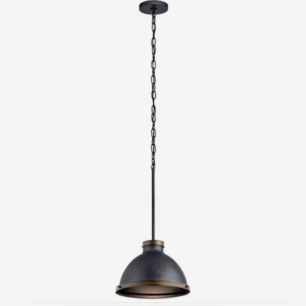 Kichler Matte Black and Aged Faux Wood Rustic Dome Hanging Pendant Lig Carolina Renovation Warehouse