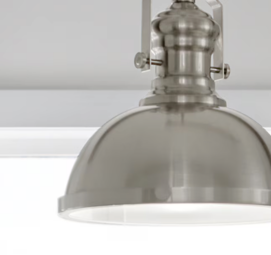 Kichler Satin Nickel Industrial Frosted Glass Dome LED Pendant Light