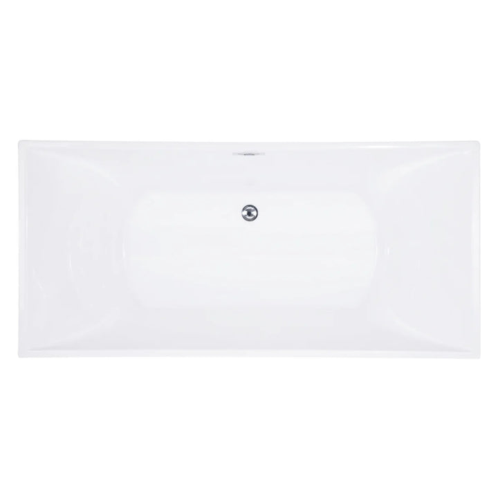 Kingston Brass Aqua Eden 67" Acrylic Double Slipper Freestanding Tub with Drain - White