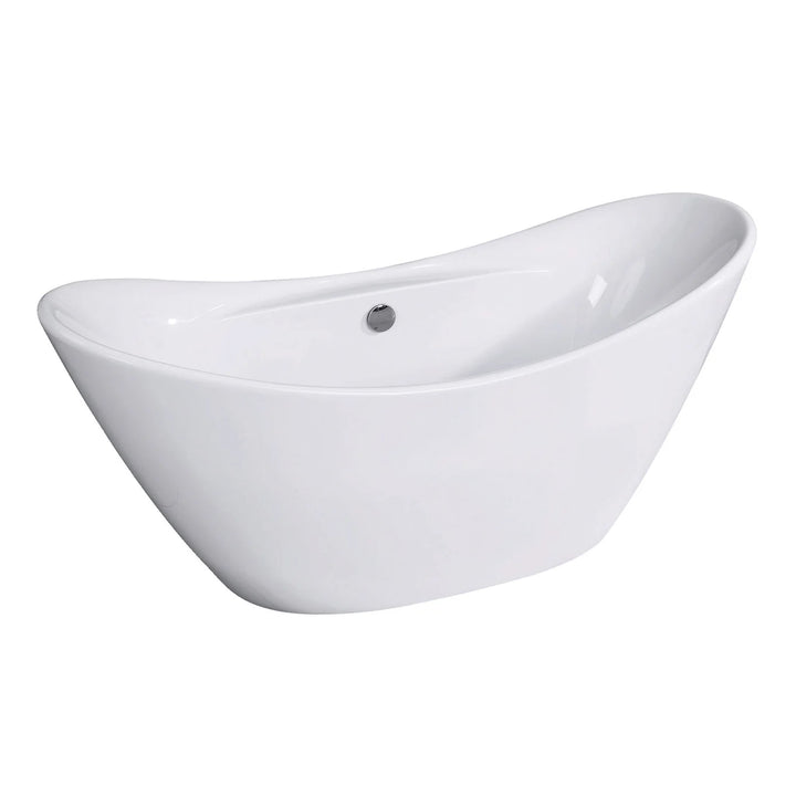 Kingston Brass Aqua Eden 68" Acrylic Double Slipper Freestanding Tub with Drain - White