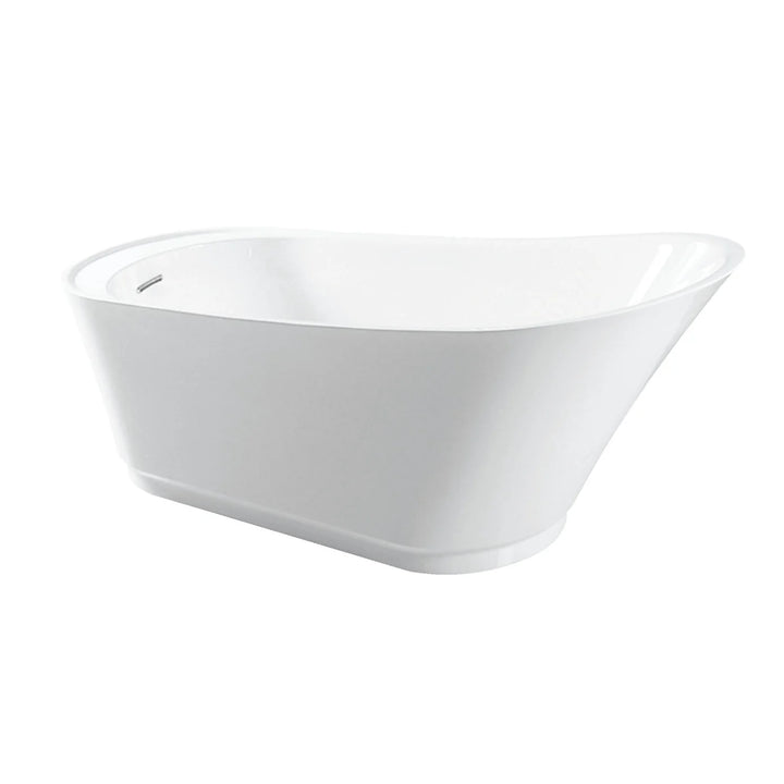 Kingston Brass Begonia 69" Acrylic Single Slipper Freestanding Tub with Drain - White