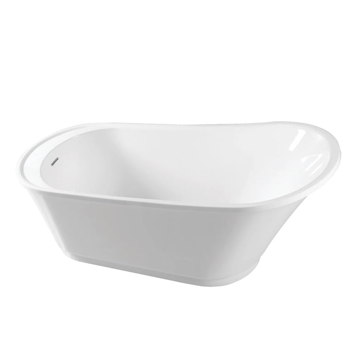 Kingston Brass Freesia 68" Acrylic Single Slipper Freestanding Tub with Drain - White