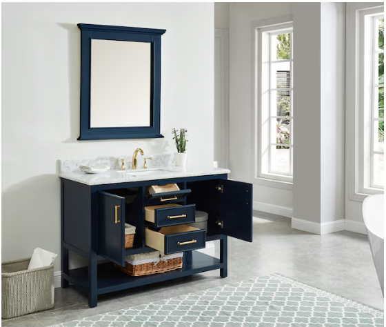 allen + roth Manhattan 49-in Navy blue Undermount Single Sink Bathroom ...