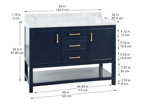 allen + roth Manhattan 49-in Navy blue Bathroom Vanity IN THE BOX