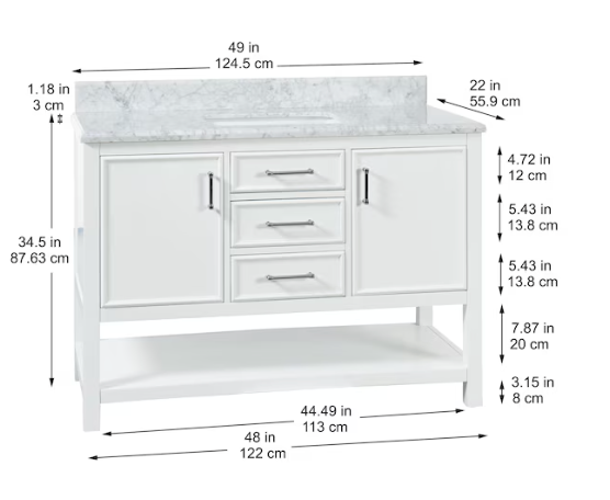 allen + roth Manhattan 49-in White Bathroom Vanity IN THE BOX