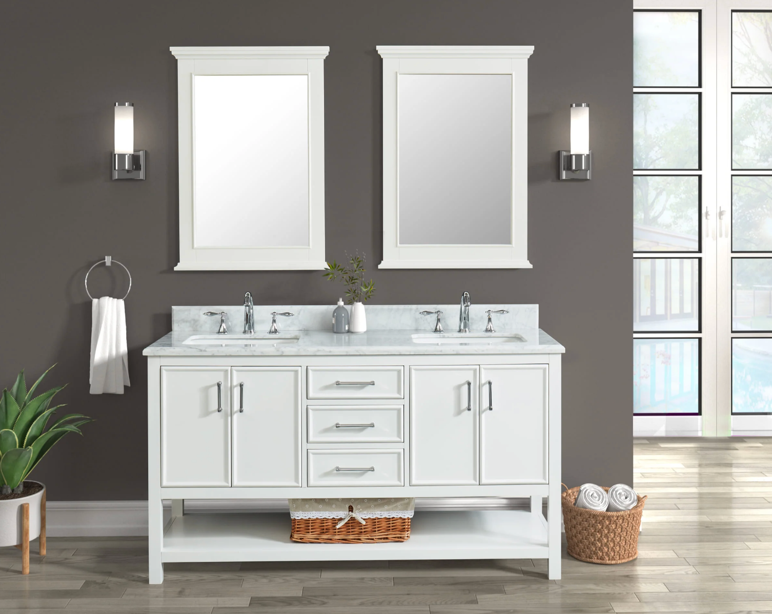 allen + roth Manhattan 61-in White Bathroom Vanity IN THE BOX ...