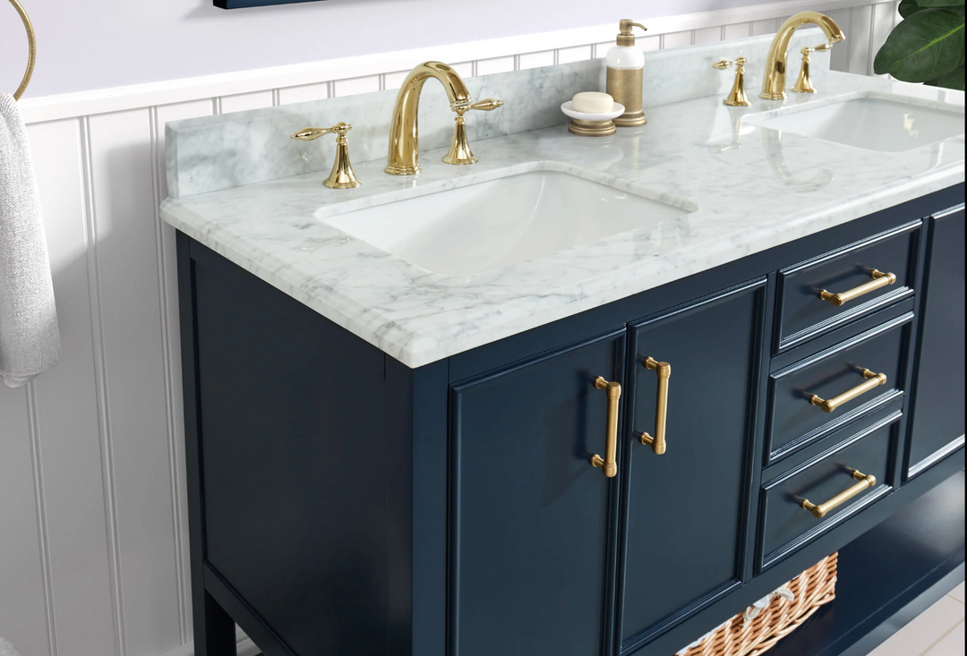 allen + roth Manhattan 61-in Navy Blue Bathroom Vanity N THE BOX