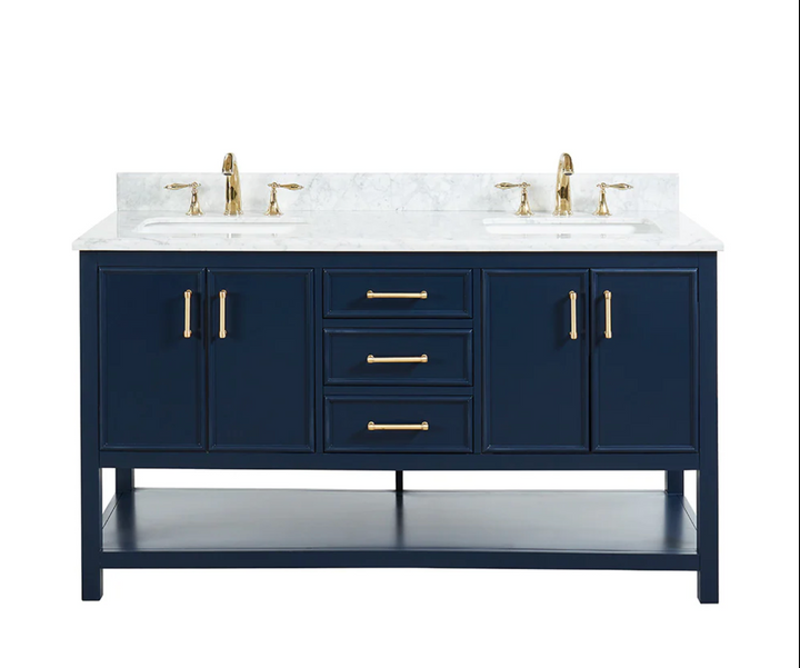 allen + roth Manhattan 61-in Navy Blue Bathroom Vanity N THE BOX