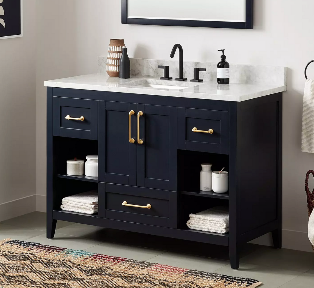 Signature Hardware Burfield Bathroom Vanity Midnight Blue 48"