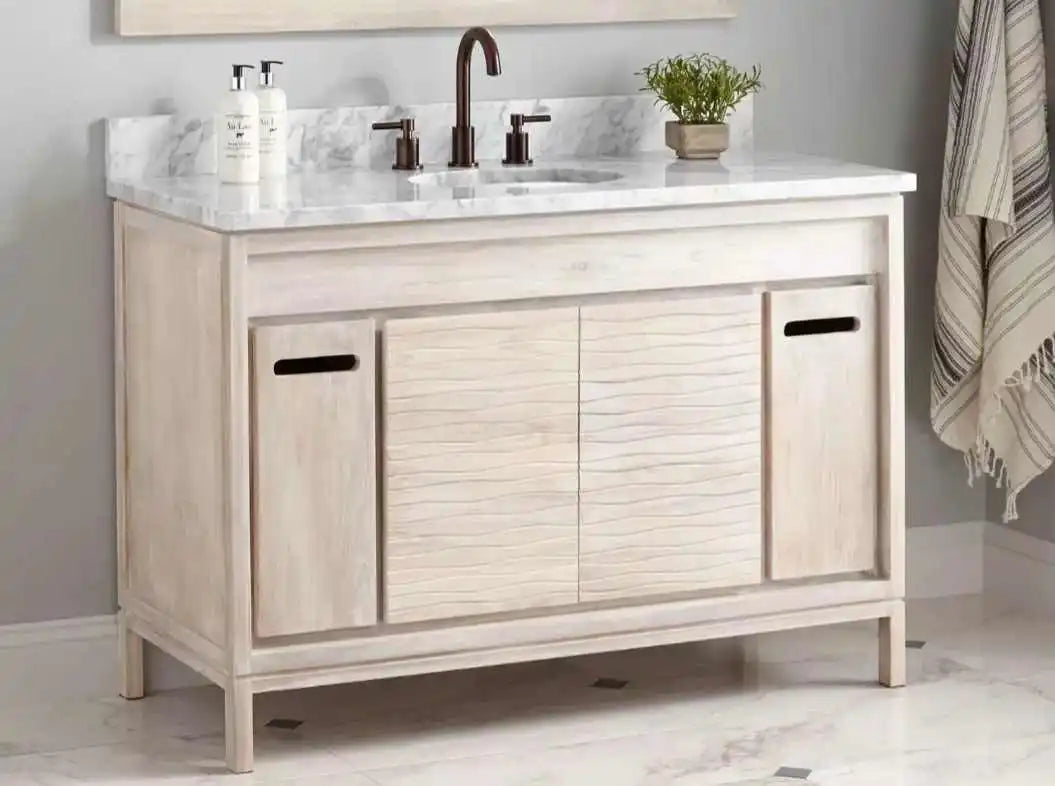 Signature Hardware Becker Bathroom Vanity Teak Whitewash 48"