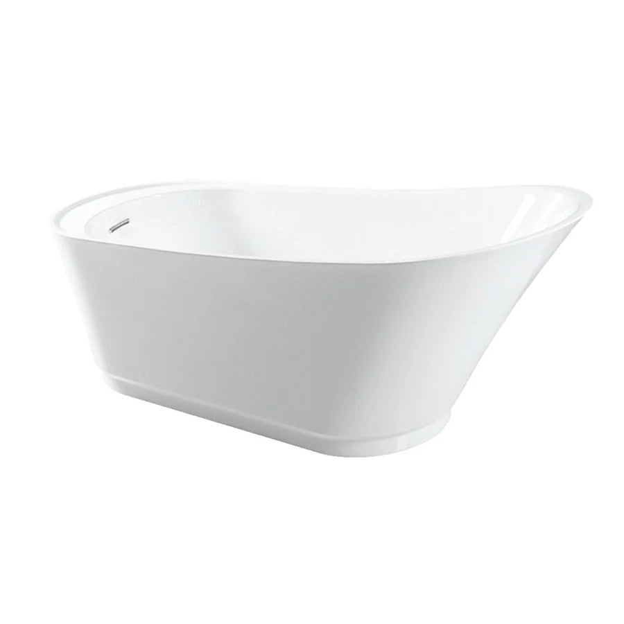 Kingston Brass Begonia 59" Acrylic Single Slipper Freestanding Tub with Drain - White