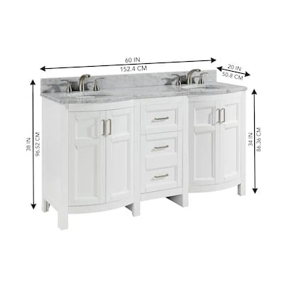 allen + roth Moravia Double Sink Bathroom Vanity White 60"