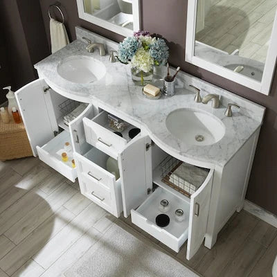 allen + roth Moravia Double Sink Bathroom Vanity White 60"