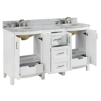 allen + roth Moravia Double Sink Bathroom Vanity White 60"