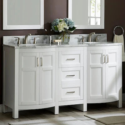 allen + roth Moravia Double Sink Bathroom Vanity White 60"