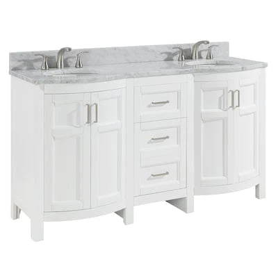 allen + roth Moravia Double Sink Bathroom Vanity White 60"