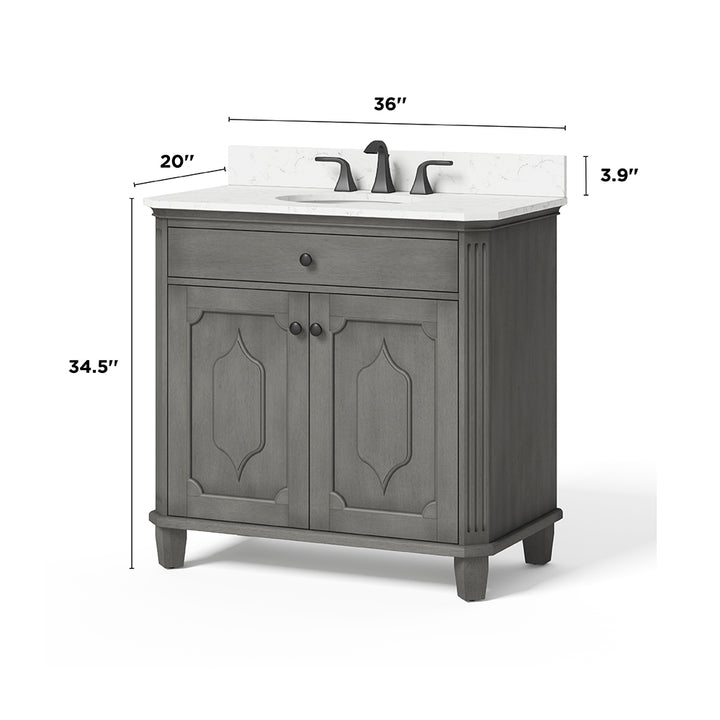 allen + roth Whitney Single Sink Bathroom Vanity Antique Gray 36"