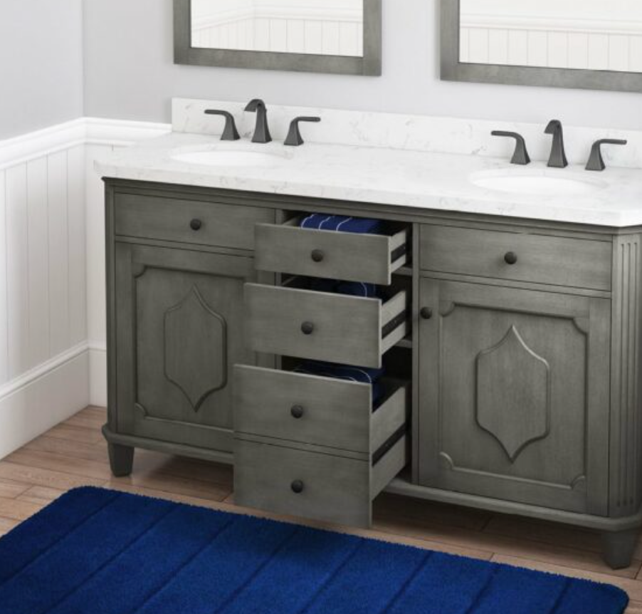 allen + roth Whitney Double Sink Bathroom Vanity Antique Gray 60"