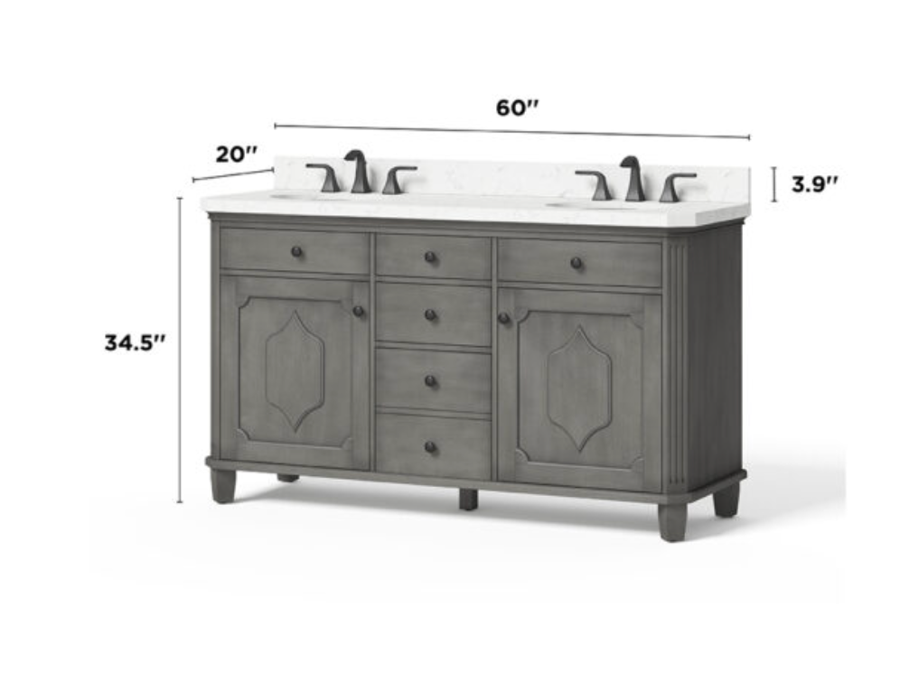 allen + roth Whitney Double Sink Bathroom Vanity Antique Gray 60"