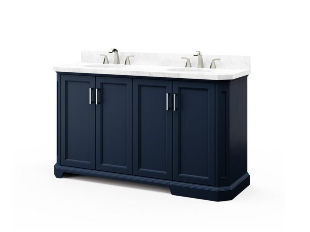 allen +roth Roseburg Double Sink Bathroom Vanity Navy Blue 60"