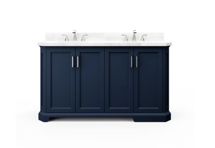 allen +roth Roseburg Double Sink Bathroom Vanity Navy Blue 60"