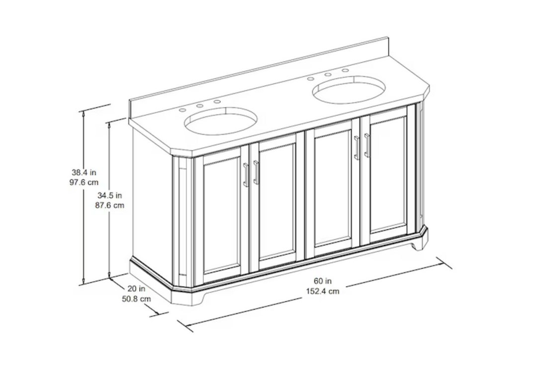 allen +roth Roseburg Double Sink Bathroom Vanity Navy Blue 60"